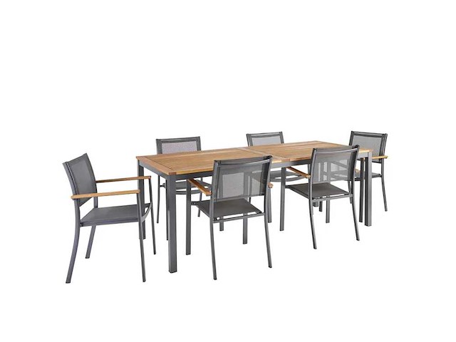 Rechthoekige tuintafel naterial oris aluminium grijs/eucalyptus hout, 8 personen - afbeelding 6 van  9