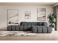 Rechtse hoek bank - grijze bouclé stof - afbeelding 2 van  6