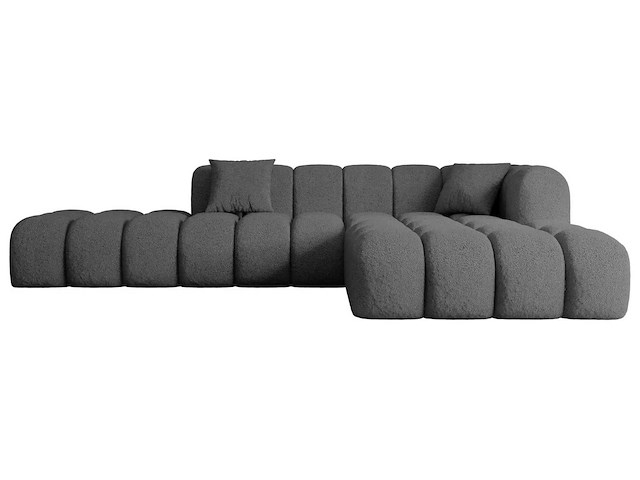 Rechtse hoek bank - grijze bouclé stof - afbeelding 3 van  6