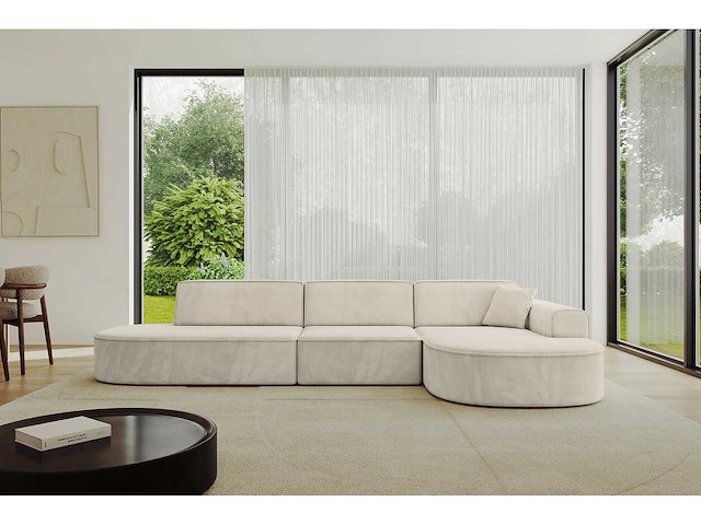 Rechtshoek bank - beige velvet - afbeelding 2 van  9
