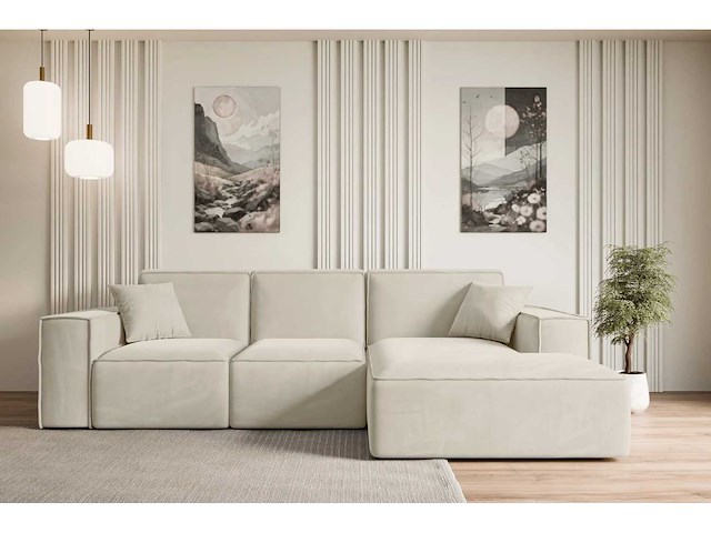 Rechtshoek bank - beige velvet - afbeelding 3 van  7
