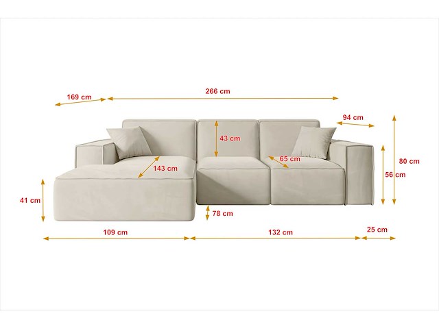 Rechtshoek bank - beige velvet - afbeelding 6 van  7