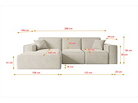 Rechtshoek bank - beige velvet - afbeelding 6 van  7