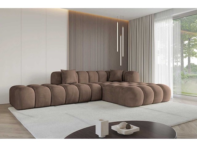 Rechtshoek bank - bruin fluweel - afbeelding 2 van  6