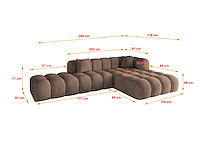 Rechtshoek bank - bruin fluweel - afbeelding 3 van  6