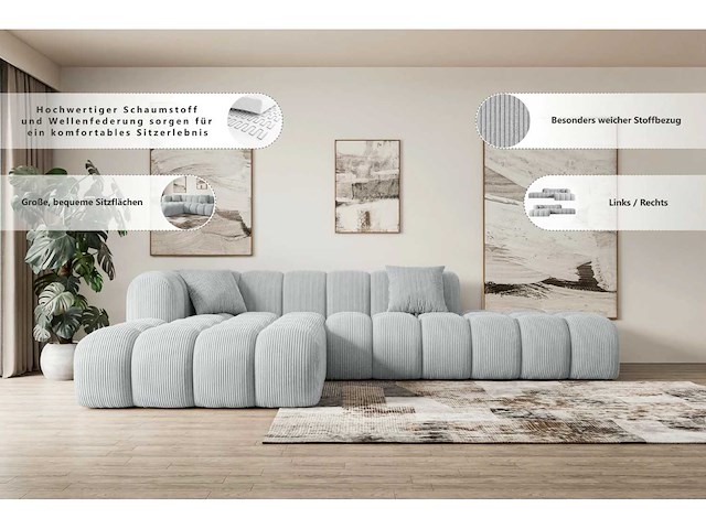 Rechtshoek bank - bruin fluweel - afbeelding 4 van  6