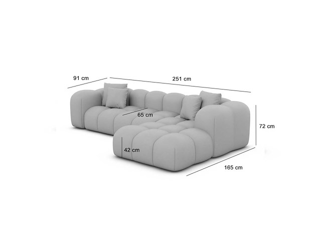 Rechtshoek bank - cream velvet - afbeelding 6 van  8