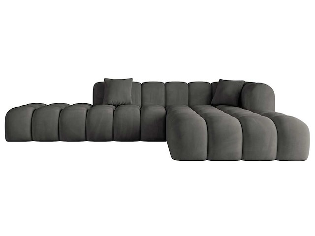 Rechtshoek bank - donkergrijs fluweel - afbeelding 3 van  8