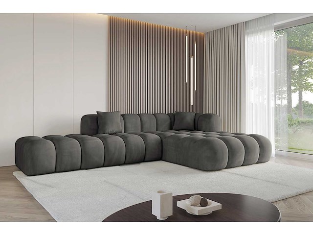 Rechtshoek bank - donkergrijs fluweel - afbeelding 4 van  8