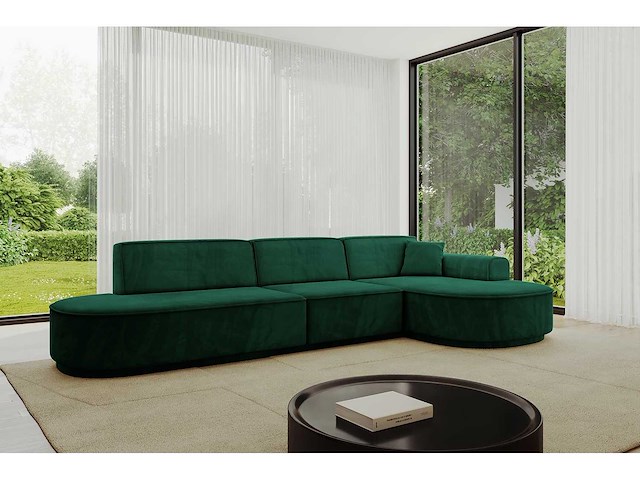 Rechtshoek bank - green velvet - afbeelding 2 van  8