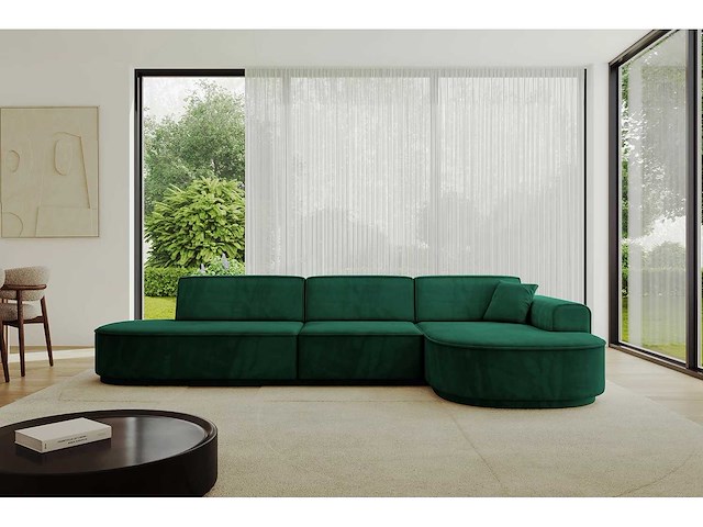 Rechtshoek bank - green velvet - afbeelding 3 van  8