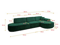 Rechtshoek bank - green velvet - afbeelding 5 van  8