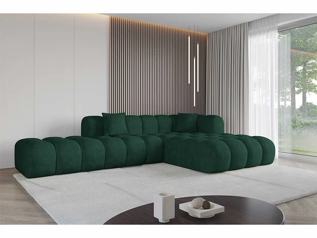 Rechtshoek bank - green velvet - afbeelding 1 van  7