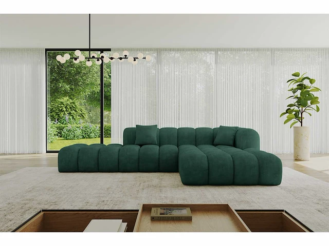 Rechtshoek bank - green velvet - afbeelding 3 van  7