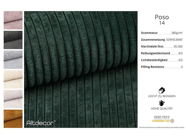 Rechtshoek bank - groene koordstof - afbeelding 3 van  5