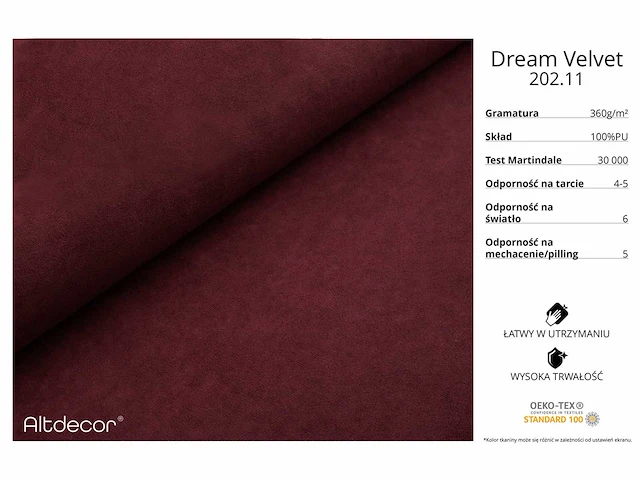 Rechtshoek bank - velvet bourgogne rood - afbeelding 5 van  7