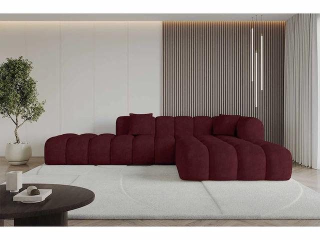 Rechtshoek bank - velvet bourgogne rood - afbeelding 2 van  7