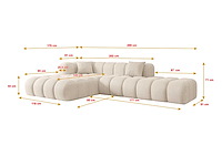 Rechtshoekbank - beige geribde stof - afbeelding 6 van  8