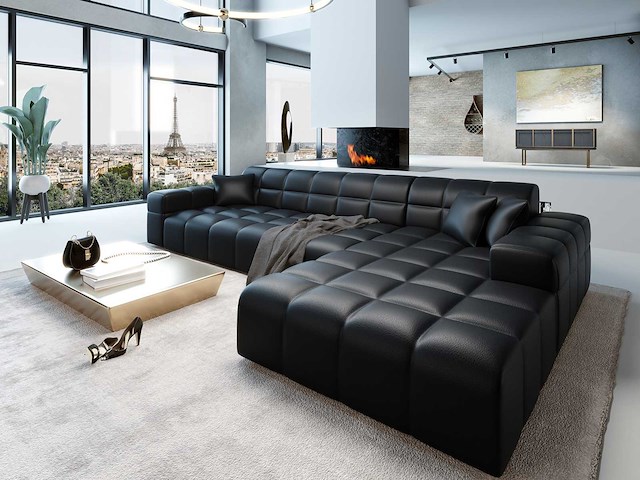 Rechtshoekbank - black pu - afbeelding 1 van  7