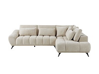 Rechtshoekbank met beige fluwelen rugleuning met textuur - afbeelding 2 van  8