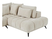 Rechtshoekbank met beige fluwelen rugleuning met textuur - afbeelding 5 van  8
