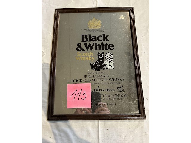 Reclame spiegel "black & white" whisky - afbeelding 1 van  1