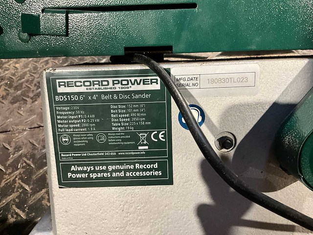 Recordpower bds150 bandschuurmachine - afbeelding 1 van  7