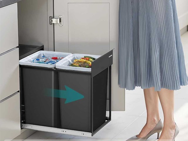 Recyclebak, uitschuifbare uitschuifbare keukenbak, 2 x 20 l bakken (x2) - afbeelding 1 van  7