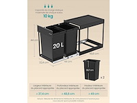 Recyclebak, uitschuifbare uitschuifbare keukenbak, 2 x 20 l bakken (x2) - afbeelding 4 van  7