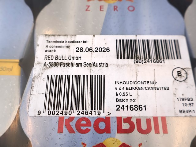 Red bull zero vervallen 4x4x6 25cl (plm 19) - afbeelding 4 van  4