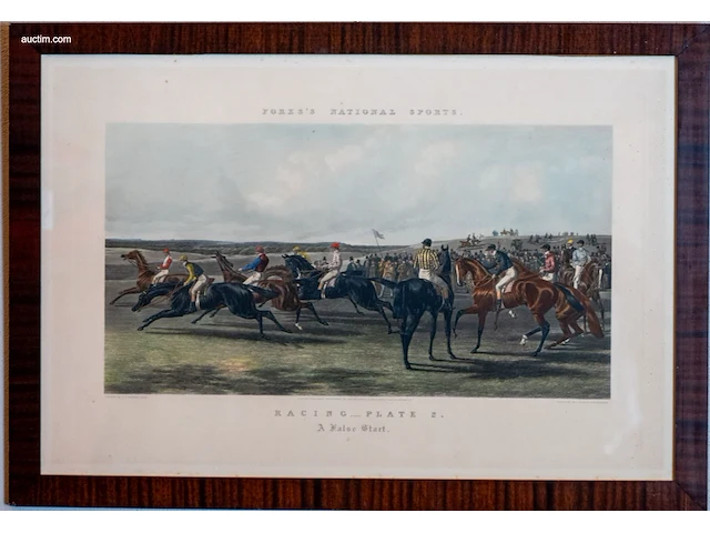 Reeks van 3 antieke engelse paardenren-gravures... - afbeelding 1 van  3
