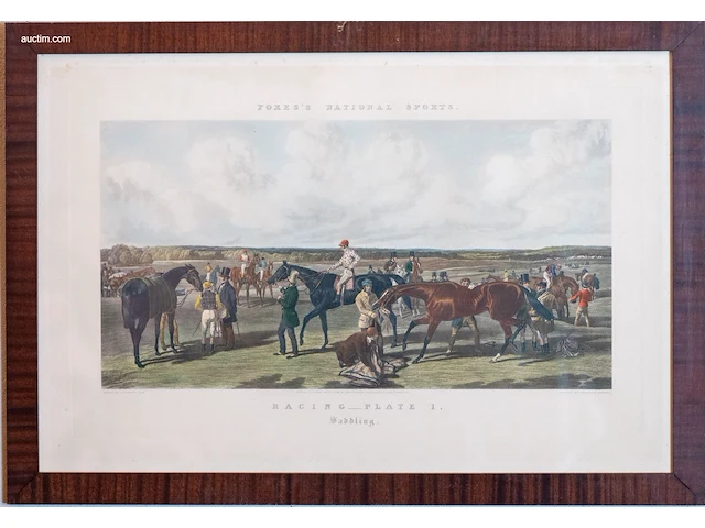 Reeks van 3 antieke engelse paardenren-gravures... - afbeelding 2 van  3