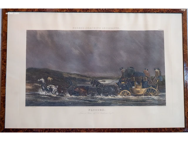 Reeks van 4 antieke engelse kleurengravures j.... - afbeelding 1 van  4