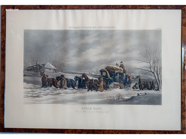 Reeks van 4 antieke engelse kleurengravures j.... - afbeelding 4 van  4
