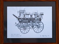 Reeks van 5 getekende prenten van historische... - afbeelding 5 van  5