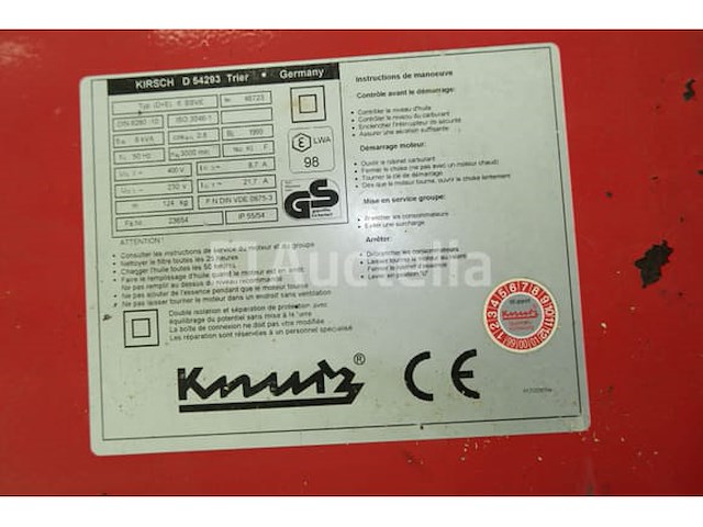 Ref: lot 9 - kirsch d+e 6 bsv draagbare generator - afbeelding 4 van  11