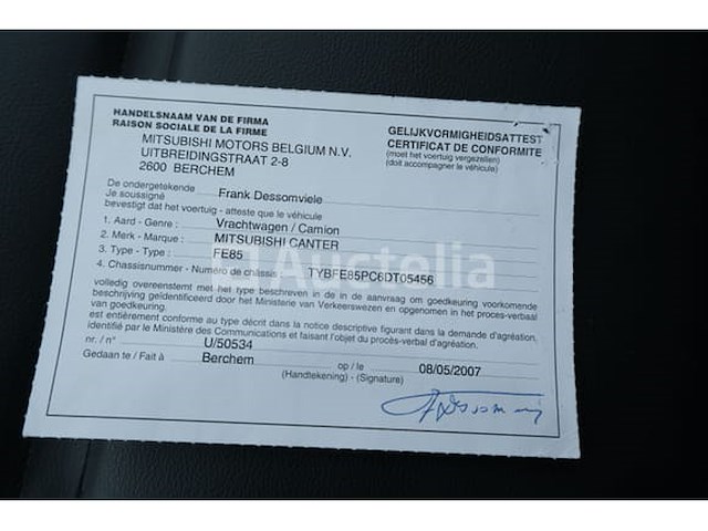 Ref: lot v4 - platte vrachtwagen met tanker mitsubishi canter fuso fe85 (2007-75,247 km-vin:tybfe85pc6dt05456) - afbeelding 50 van  62
