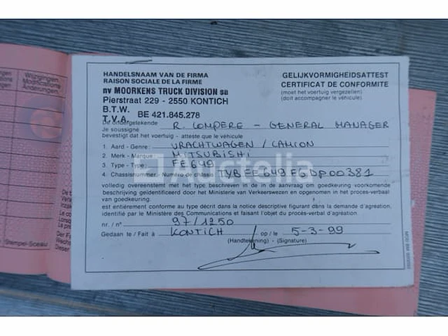 Ref: reh647 - mitsubishi canter fe649 dubbelcabine platte bestelwagen (1999-242,259 km) (vin: tybfe649f6dp00381) - afbeelding 35 van  52