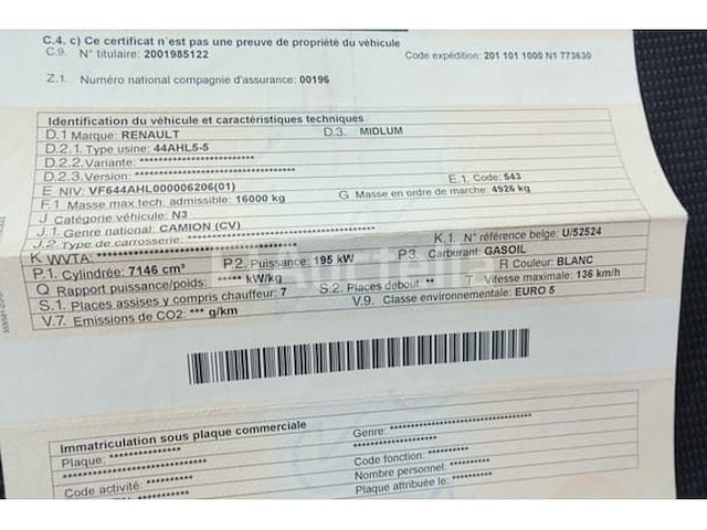 Ref:1386 - renault midlum 270dxi vuilniswagen (2011-221,837 km) (vin:vf644ahl000006206) - afbeelding 18 van  50