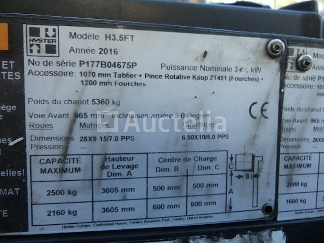 Ref:1935 - hyster h3,5 ft heftruck - afbeelding 20 van  22