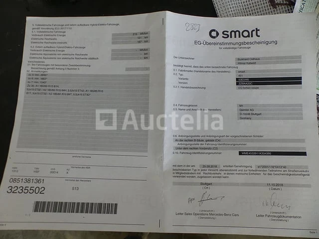 Ref:2823 - elektrische auto smart eq fortwo coupé (2019-71,947 km)(vin:wme45339911k334395) - afbeelding 19 van  19