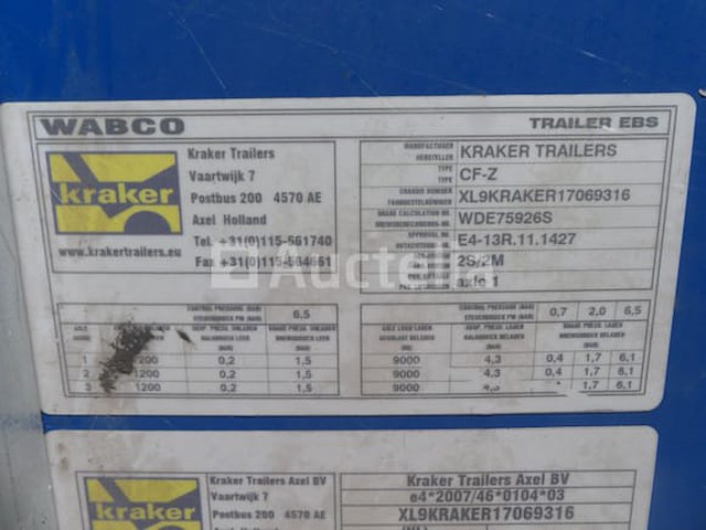 Ref:296 - semi remorque couverte kraker trailers cf-z (vin:xl9kraker17069316) - afbeelding 2 van  41