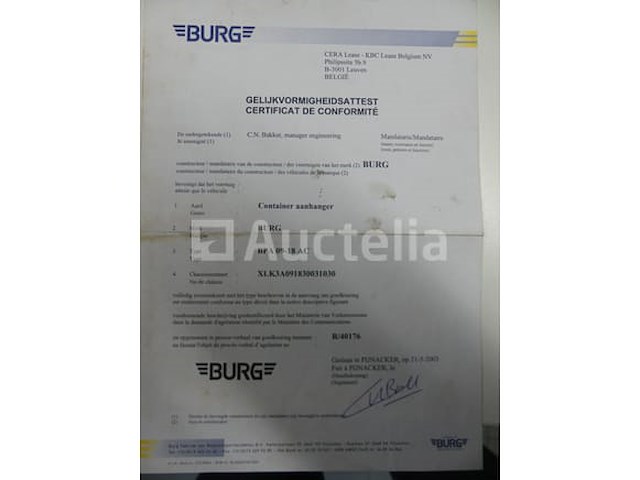 Ref:5654 - containertrailer burg bpa 09-18 ac - afbeelding 13 van  26