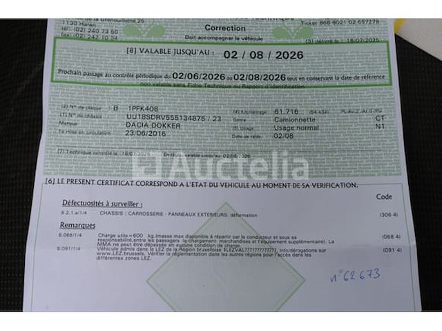 Ref:62673 - utility pickup dacia dokker sd (2016-62,425 km)(vin:uu18sdrv555134875) - afbeelding 48 van  48