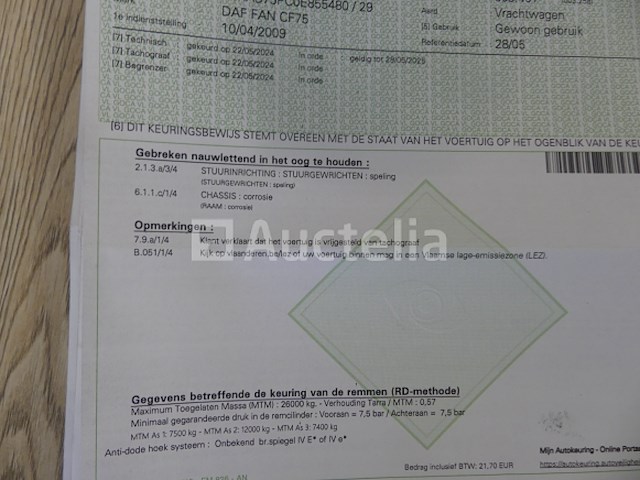 Ref:6746 - daf an75pr5 vuilniswagen (2009-510,930 km) - afbeelding 32 van  50