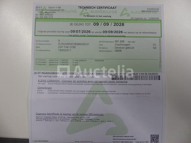 Ref:6990 - containertruck met kraan daf fak cf85 (2011-599,019 km) - afbeelding 52 van  60