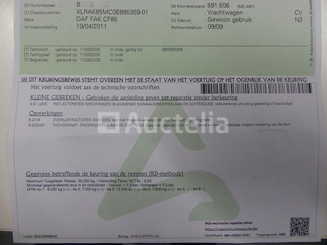 Ref:6990 - containertruck met kraan daf fak cf85 (2011-599,019 km) - afbeelding 53 van  60