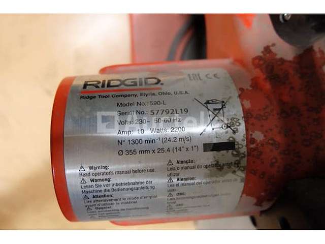 Ref:72283 - ridgid 590-l verwarmingscirkelzaag - afbeelding 1 van  4