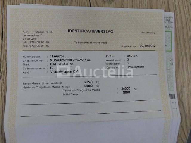 Ref:7605 - daf fag cf75 vuilniswagen (2012-484,617 km) - afbeelding 48 van  53