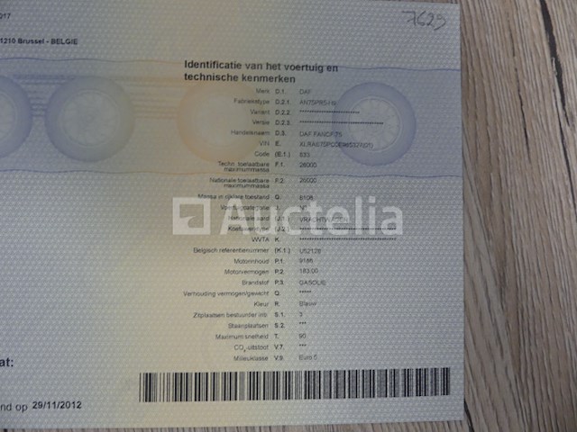 Ref:7629 - daf fancf 75 containertruck (2012-831,624 km) - afbeelding 36 van  48